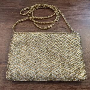 La Regale Gold Chevron Clutch